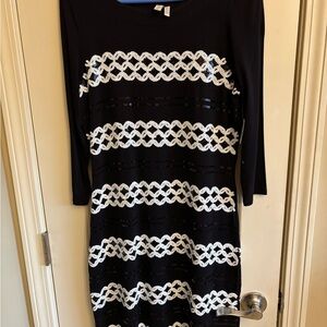 Madison Black and White Long Sleeve Dress